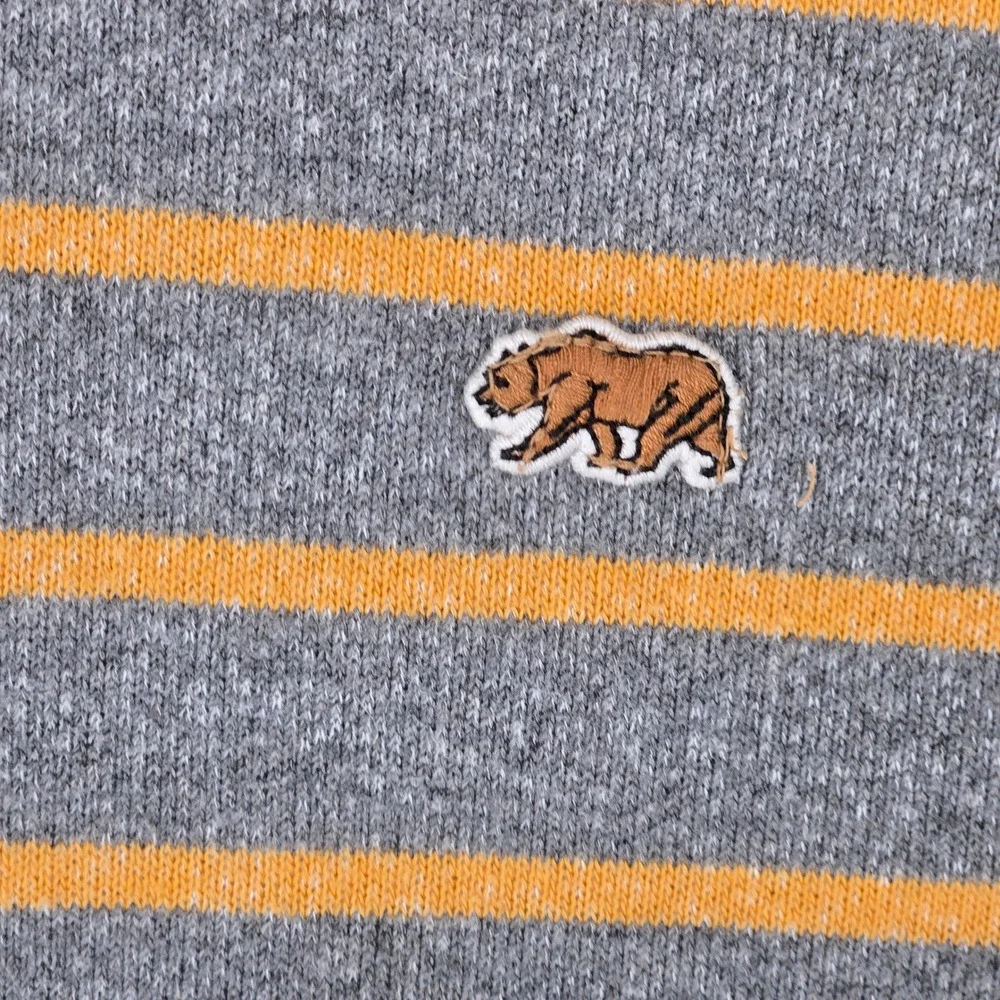 Lucky Brand Kids M Grey Orange Striped Pullover Hoodie Bear Logo Skater 4441